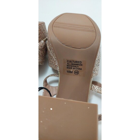 Pop Women's Size 10 M Cultured Heeled Sandals Gold tone Glitter Sparkles 10M - Picture 12 of 13